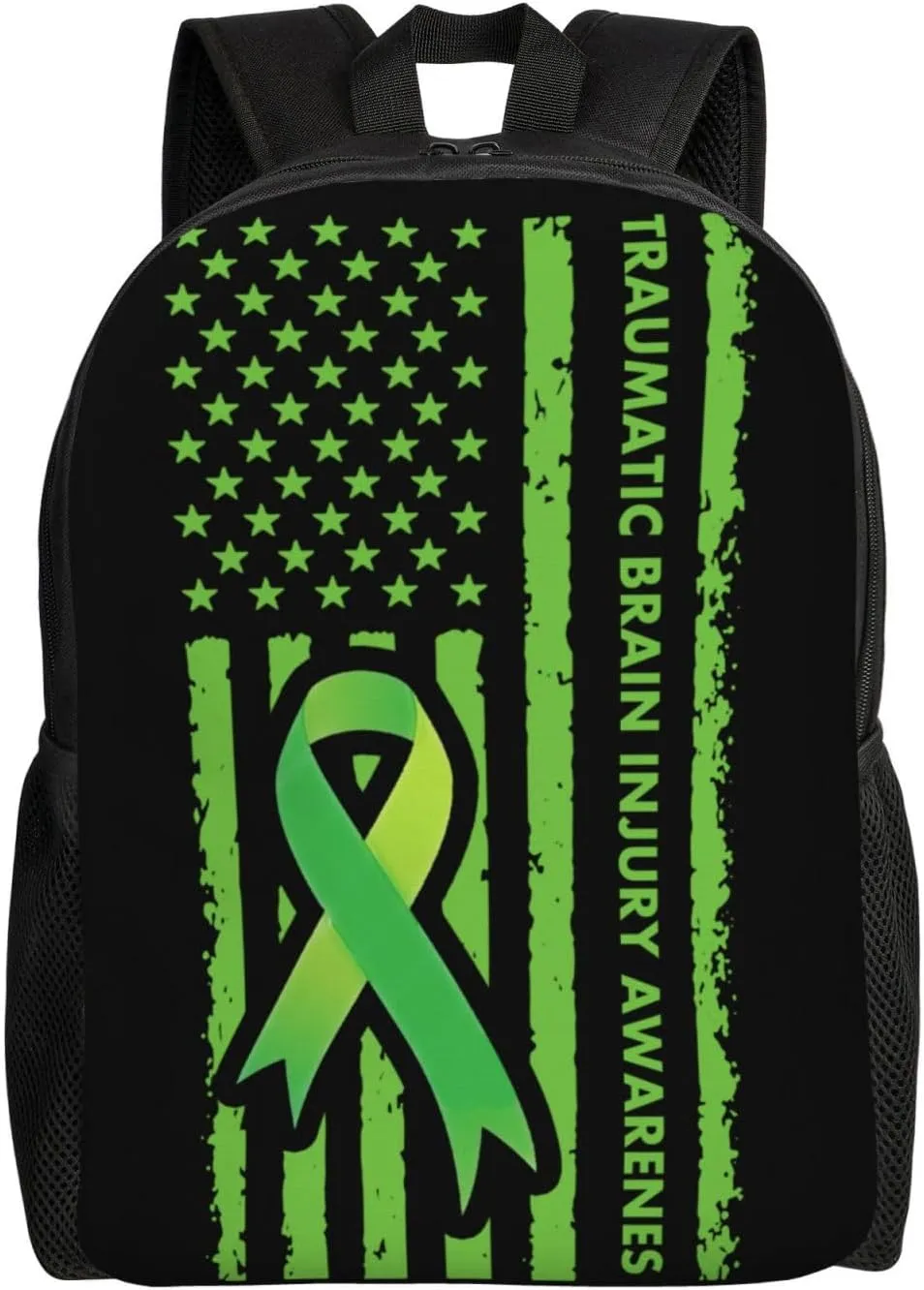 Traumatic Brain Injury Awareness Backpack for Women Men Worker Teacher Business Travel Backpacks Shoulders Bag Daypack Bookbag with Mesh Pockets