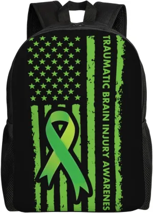 Traumatic Brain Injury Awareness Backpack for Women Men Worker Teacher Business Travel Backpacks Shoulders Bag Daypack Bookbag with Mesh Pockets