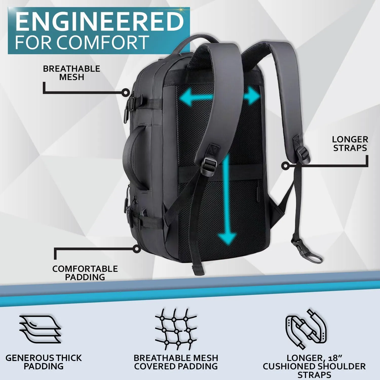 Travel Laptop Backpack, for 16' Laptop computer, Carry on bag, for Women and Men, College Students, Work, Business