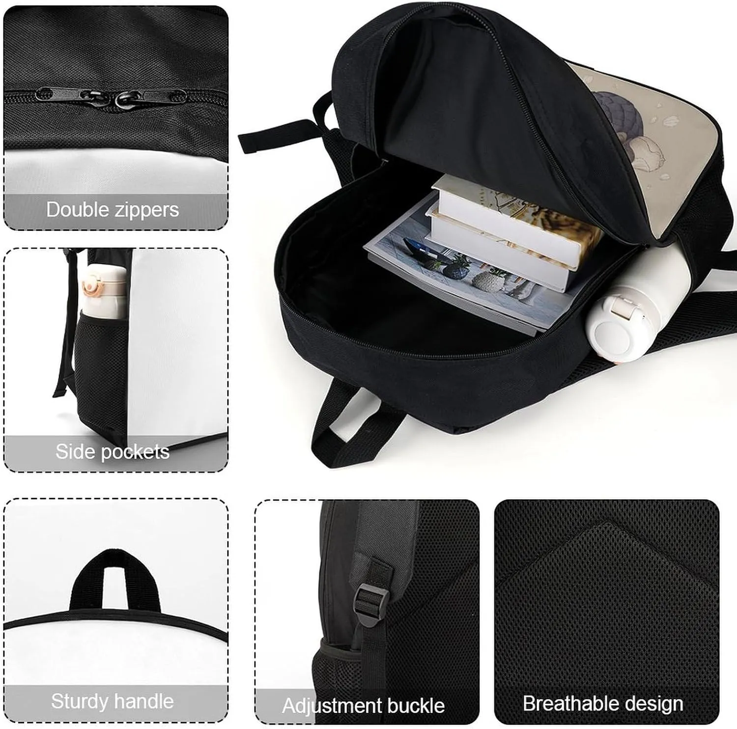 Travel Laptop Backpack Slim Durable Lightweight Back Pack Cute Black Snake And Flower Small Backpack For Women Men