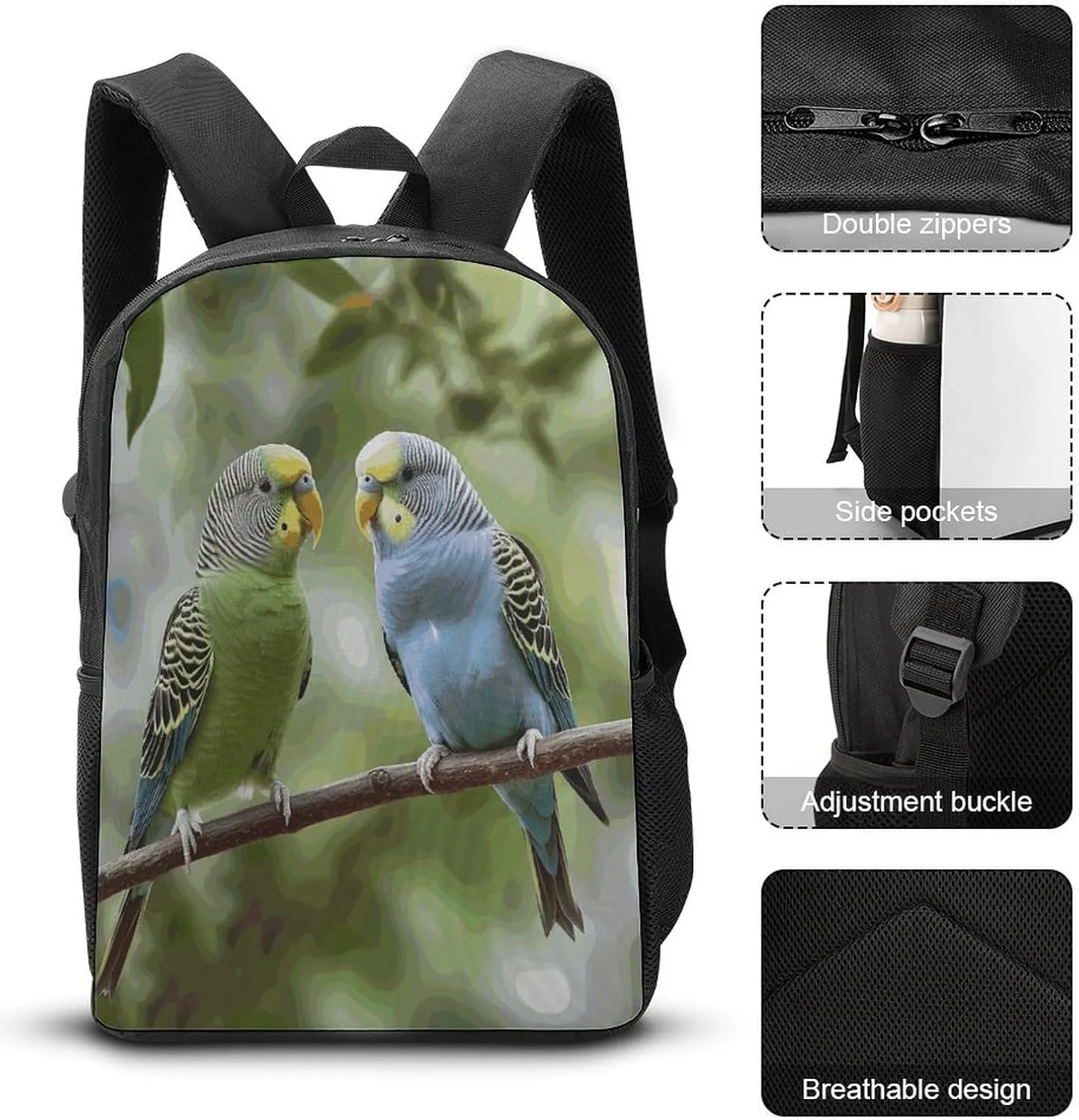 Travel Laptop Backpack Slim Durable Lightweight Back Pack Cute Blue And Green Parakeets Small Backpack For Women Men