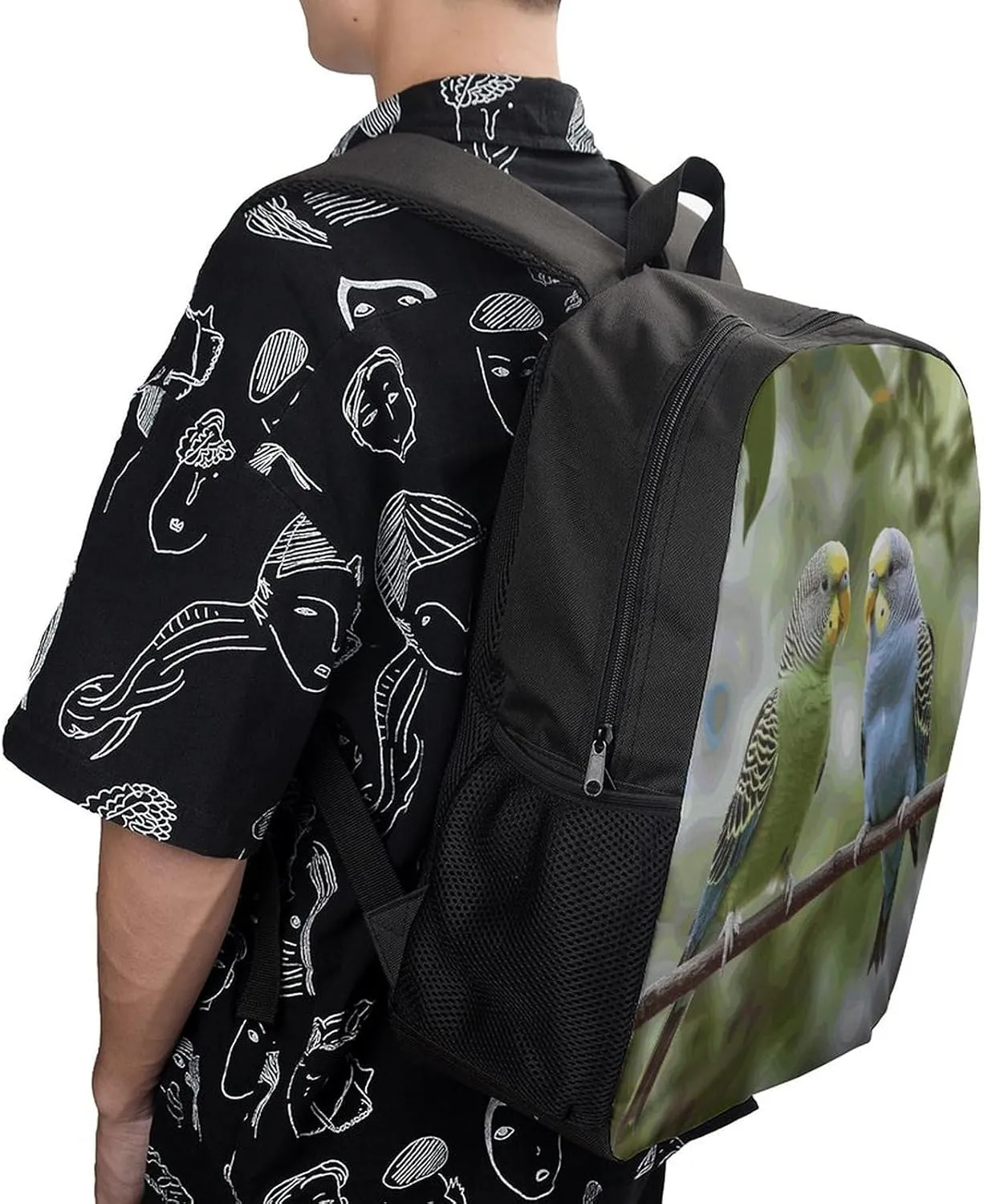 Travel Laptop Backpack Slim Durable Lightweight Back Pack Cute Blue And Green Parakeets Small Backpack For Women Men