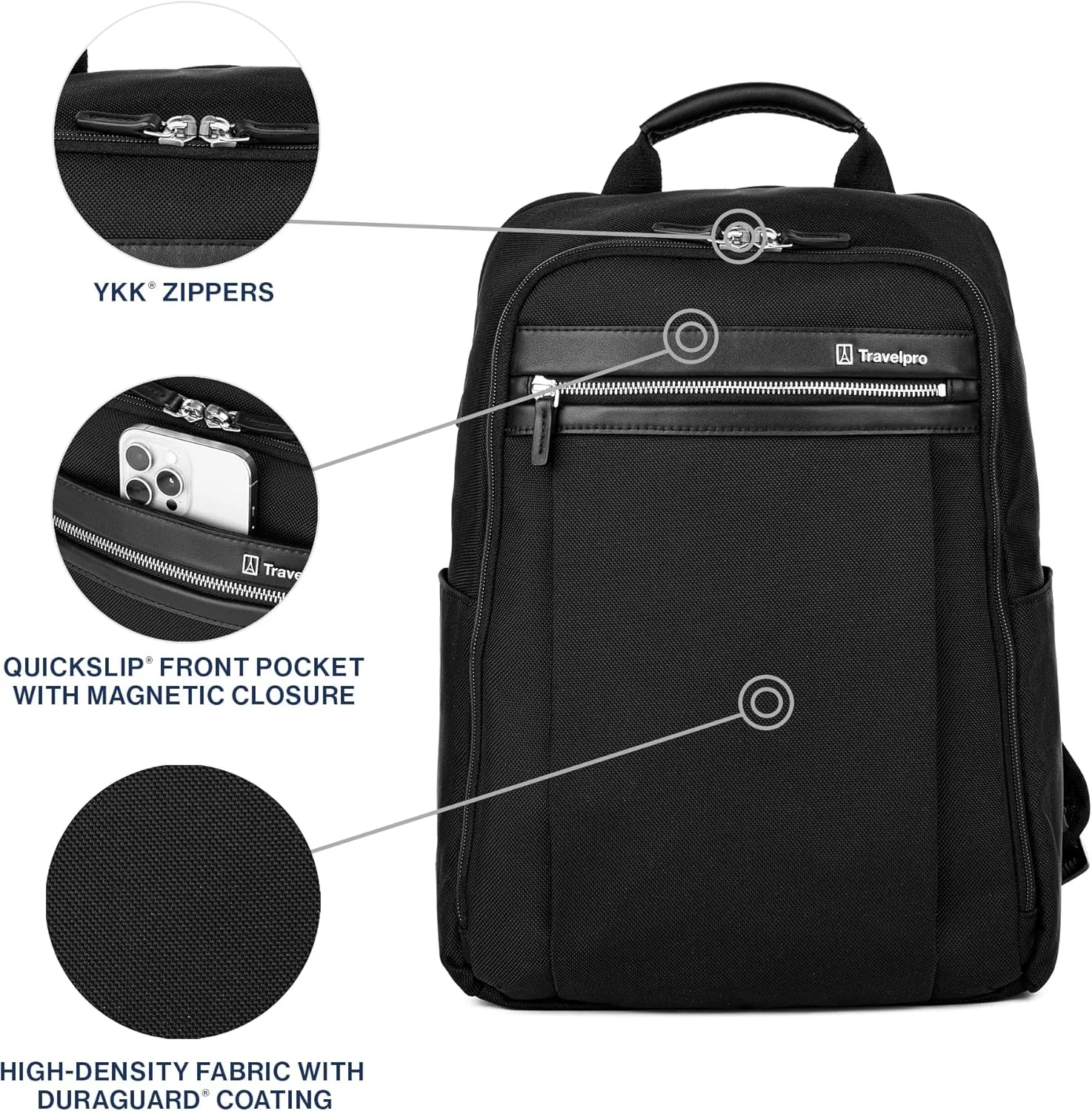 Travelpro Platinum Elite Slim Laptop Travel Backpack, Fits up to 16 Inch Laptop, Business, Water Resistant, Men and Women, Black