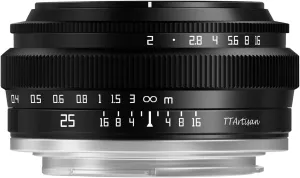 TTArtisan 25mm F2 Wide-Angle APS-C Camera Lens Large Aperture Manual Fixed Camera Lens Compatible with Fuji X-Mount Cameras X-A2 X-A2 X-A3 X-A5 X-A7 X-H1 XT1 X-T2 X-T3 X-T20 X-T30 X-T100 X-T200 X-PRO1