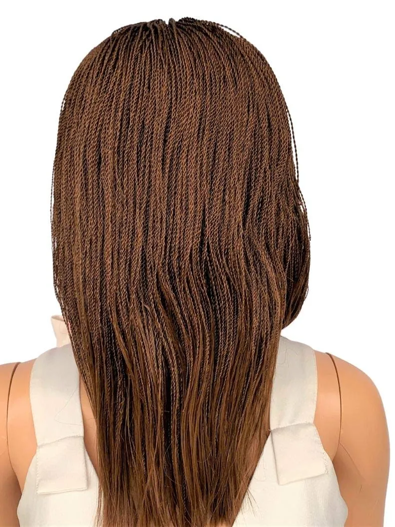 Twisted Wigs, Micro Million Twist Wig - Color 30 - 12 Inches. Ultra Thin and Light Synthetic Hand Braided Wigs for Black Women.