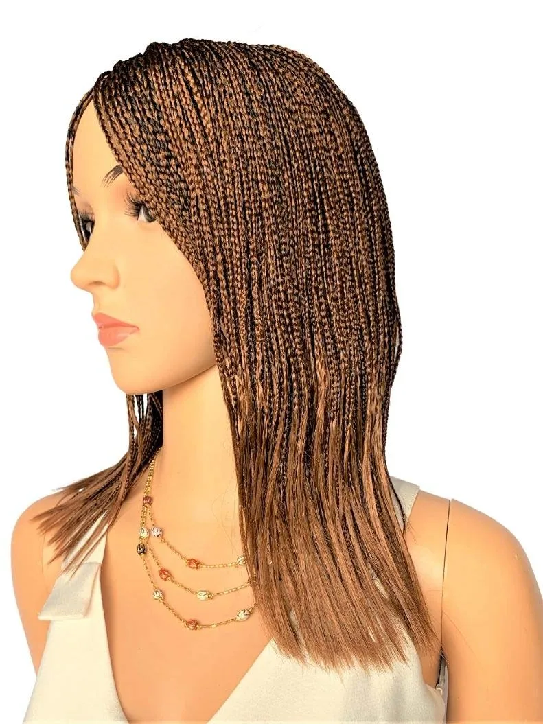 Twisted Wigs, Micro Million Twist Wig - Color 30 - 12 Inches. Ultra Thin and Light Synthetic Hand Braided Wigs for Black Women.