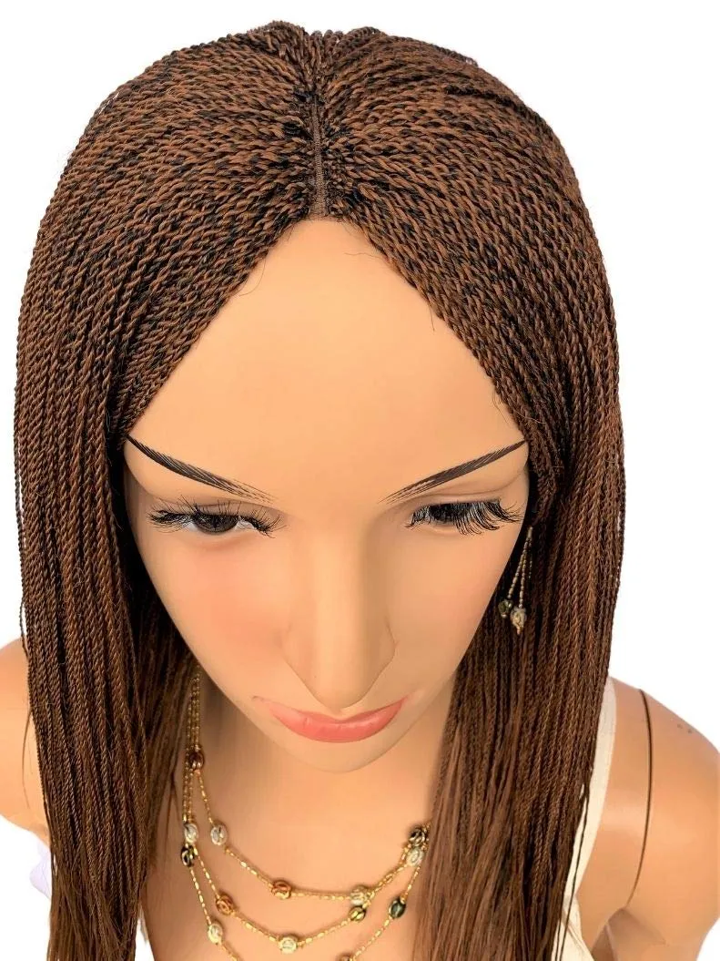 Twisted Wigs, Micro Million Twist Wig - Color 30 - 12 Inches. Ultra Thin and Light Synthetic Hand Braided Wigs for Black Women.