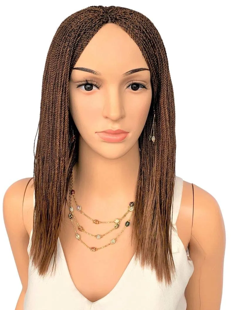 Twisted Wigs, Micro Million Twist Wig - Color 30 - 12 Inches. Ultra Thin and Light Synthetic Hand Braided Wigs for Black Women.