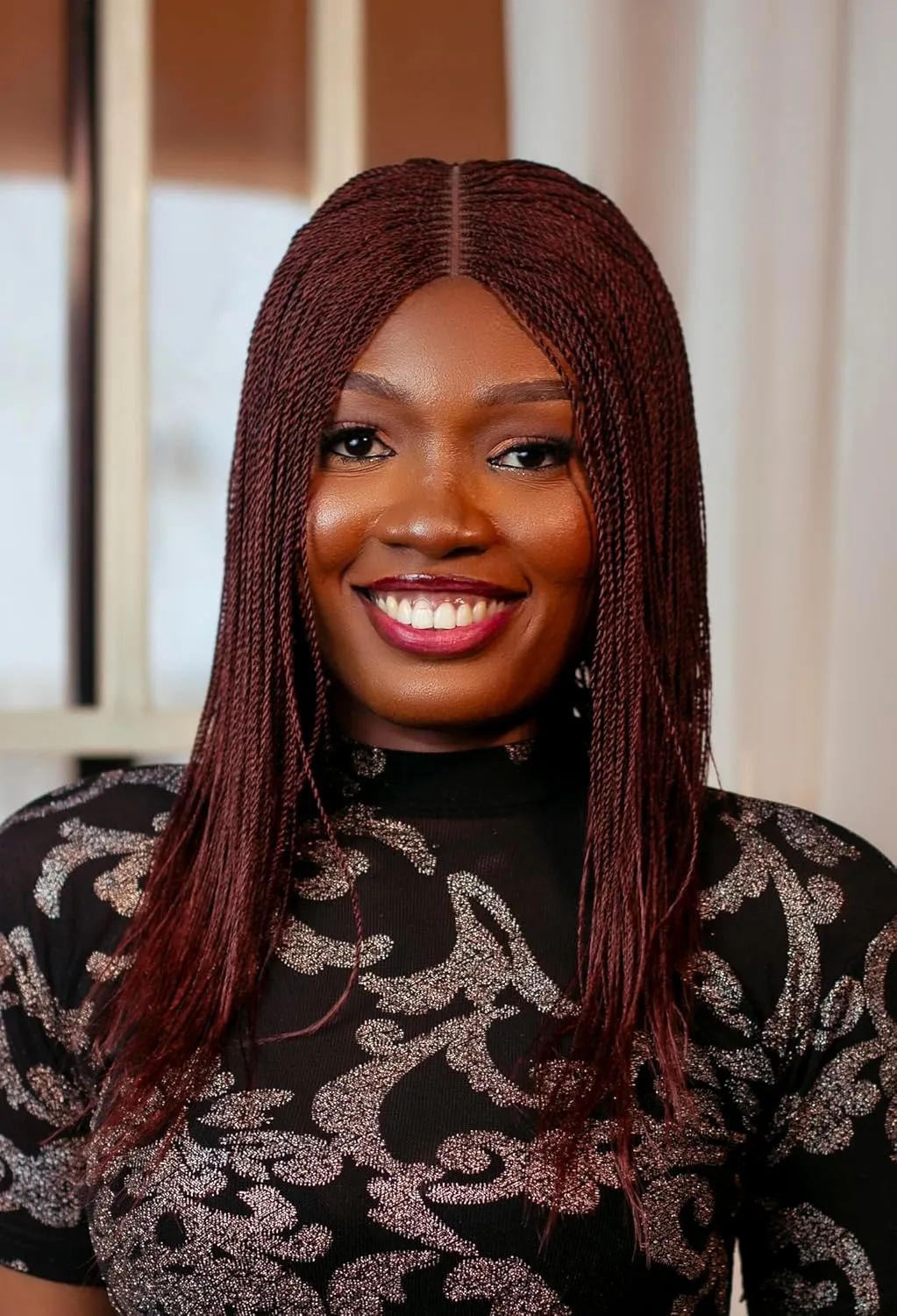 Twisted Wigs, Micro Million Twist Wig - Color 35 - 12 Inches. Ultra Thin and Light Synthetic Hand Braided Wigs for Black Women.