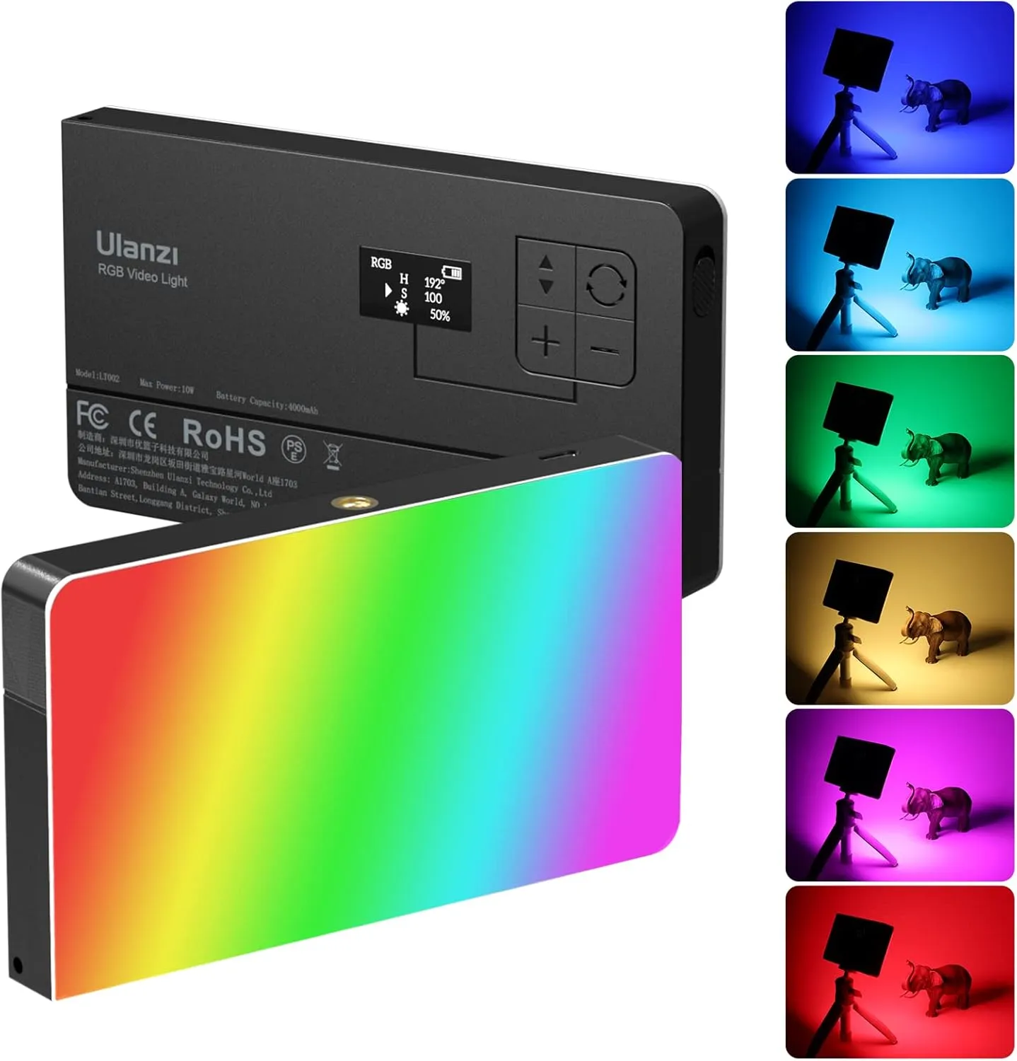 ULANZI PL-01 RGB Video Light, Portable RGB Camera Light with 4000mAh Battery, 360° Color 20 Light Effects, CRI≥95 2500-9000K LED Panel DSLR Photography Lighting for YouTube, Video Conference, Vlogging