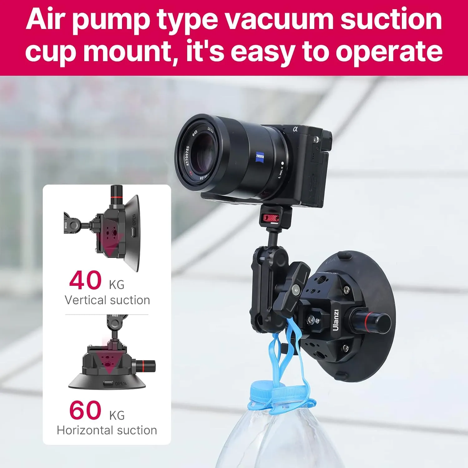 ULANZI SC-02 Suction Mount Magic Arm Bracket for DSLR Cameras Action Camera Video Shooting