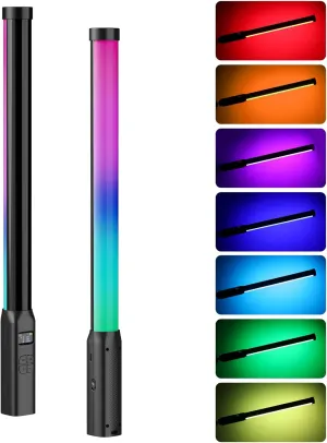 ULANZI VL119 Handheld Light Wand, 360° RGB LED Video Light Stick for Photography, 2600mAh Rechargeable Tube Light for Video Shooting, 2500-9000K Dimmable Camera Light with LCD