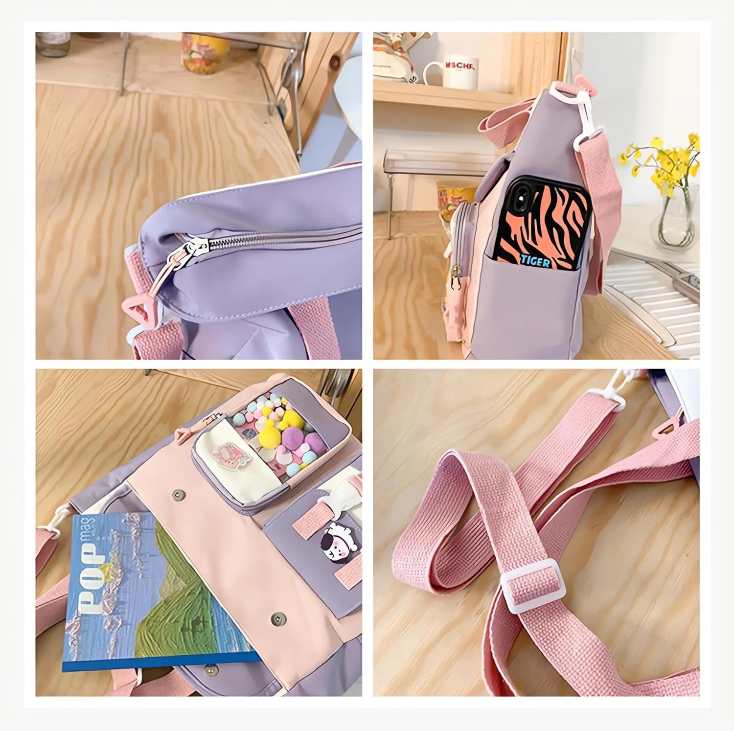 UNICOLD Kawaii Shoulder Bag With Cute Accessories Large Capacity Women's Aesthetic Crossbody Bag (Green)