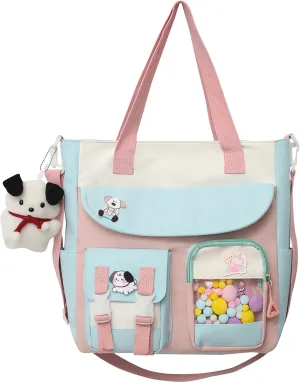 UNICOLD Kawaii Shoulder Bag With Cute Accessories Large Capacity Women's Aesthetic Crossbody Bag (Green)