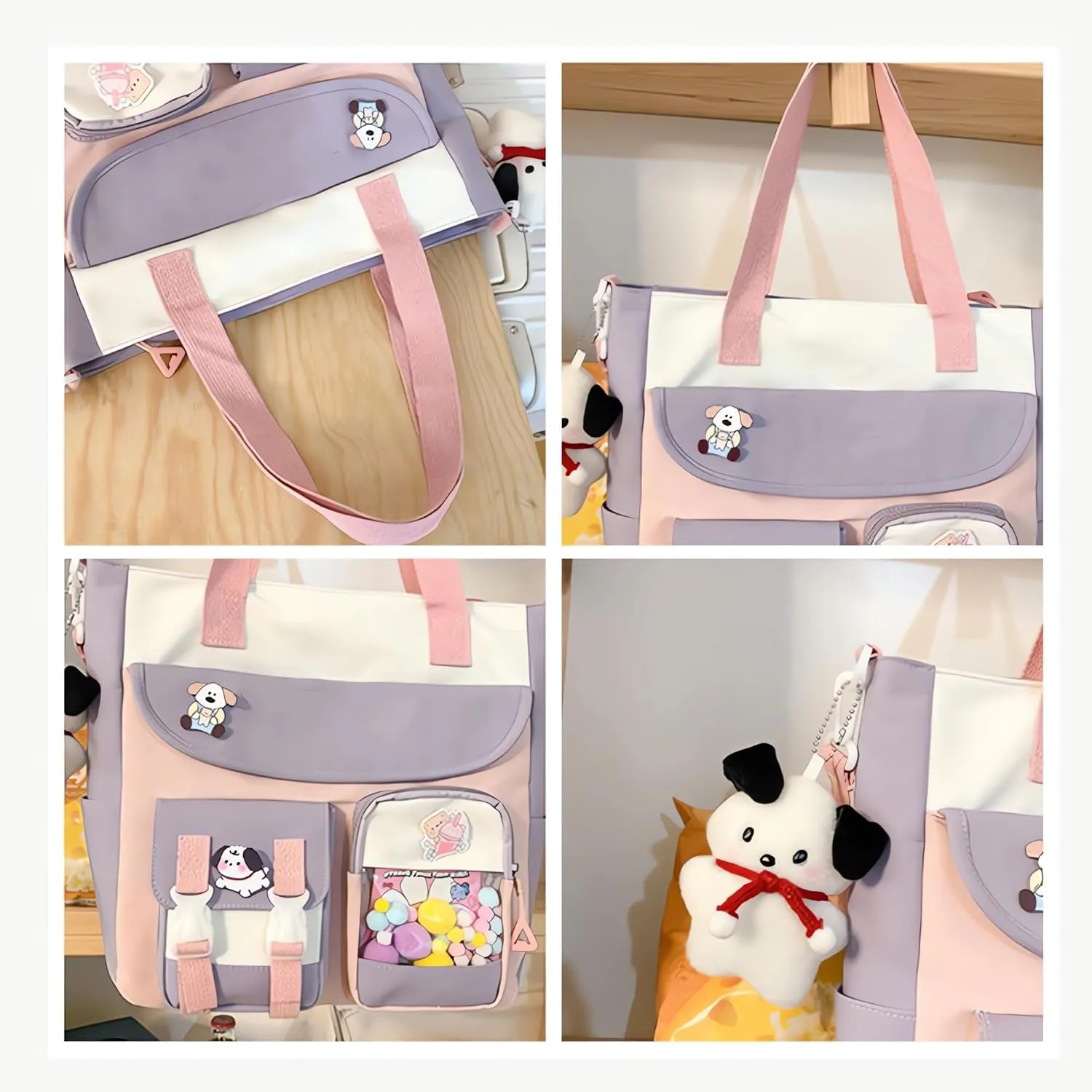 UNICOLD Kawaii Shoulder Bag With Cute Accessories Large Capacity Women's Aesthetic Crossbody Bag (Green)