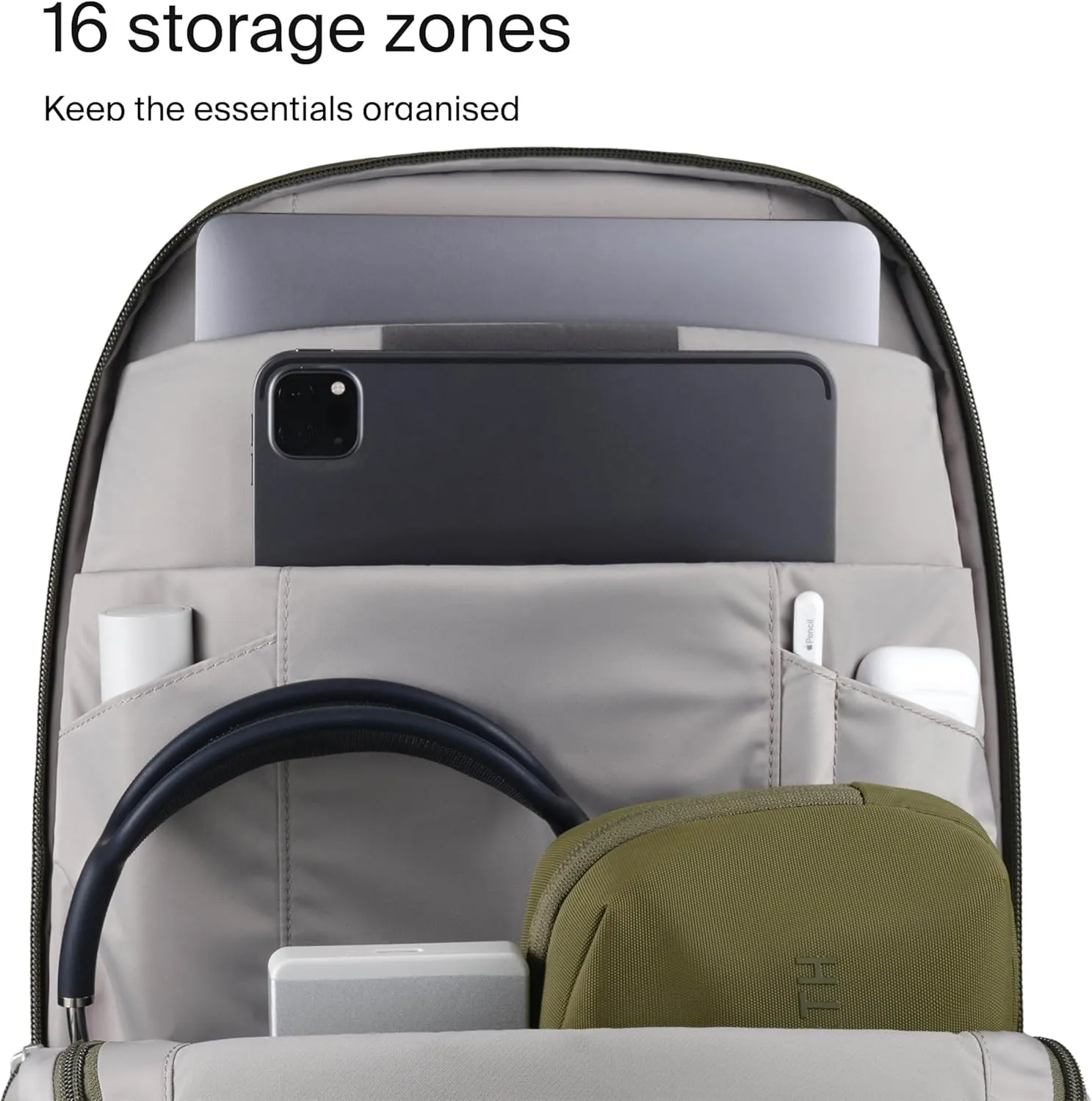 Urth Arkose 20L Modular Backpack   3.7L Camera Insert - Water Resistant, Anti-Theft, Recycled Bag for DSLR/SLR/Mirrorless, 13-16 Inch Laptop in Green