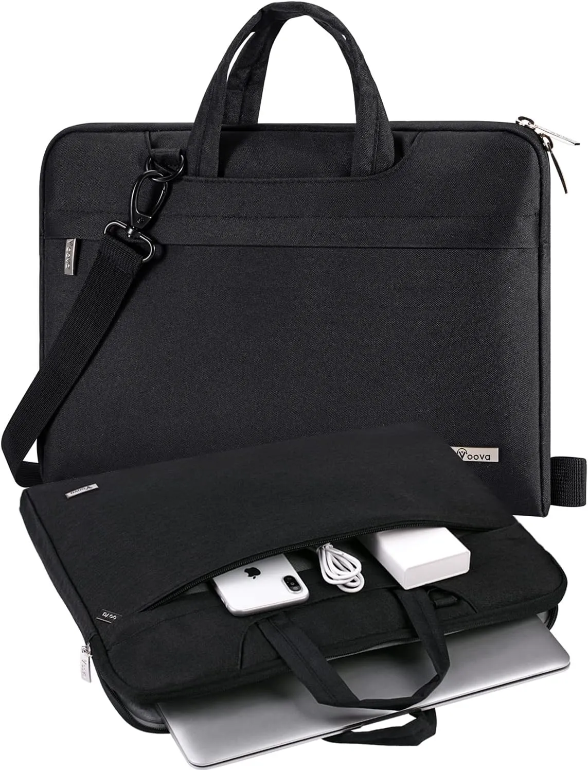 V Voova Laptop Bag 17 17.3 inch with Shoulder Strap & Handle, Waterproof Laptop Case Sleeve Compatible with 17-18 Inch HP Acer Asus Dell Lenovo, Slim Briefcase Computer Cover for Men Women, Black