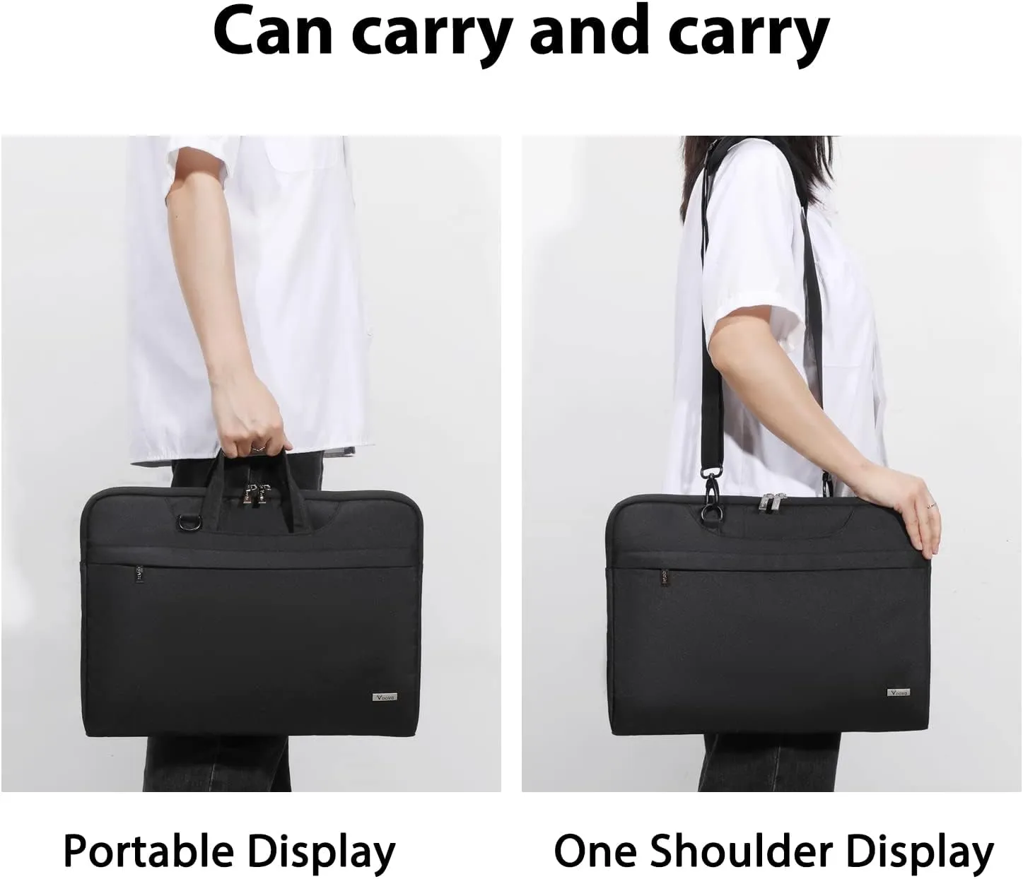 V Voova Laptop Bag 17 17.3 inch with Shoulder Strap & Handle, Waterproof Laptop Case Sleeve Compatible with 17-18 Inch HP Acer Asus Dell Lenovo, Slim Briefcase Computer Cover for Men Women, Black