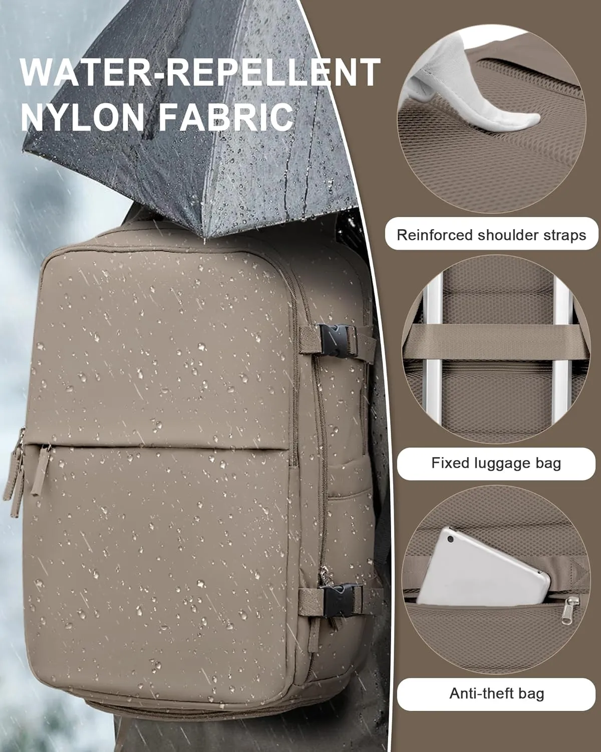 Vacuum Backpack Travel for Women Men Large Carry on Backpack Luggage Flight Approved Personal item Travel Bag with Vacuum System Coffee without Pump