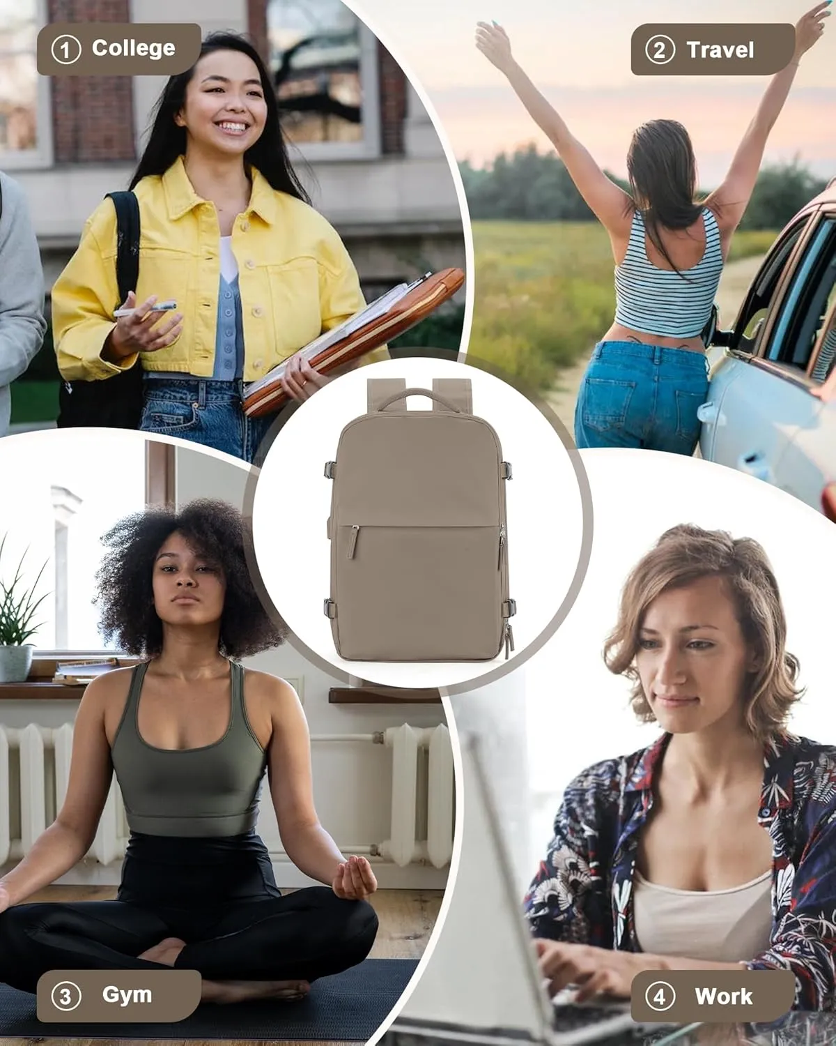 Vacuum Backpack Travel for Women Men Large Carry on Backpack Luggage Flight Approved Personal item Travel Bag with Vacuum System Coffee without Pump