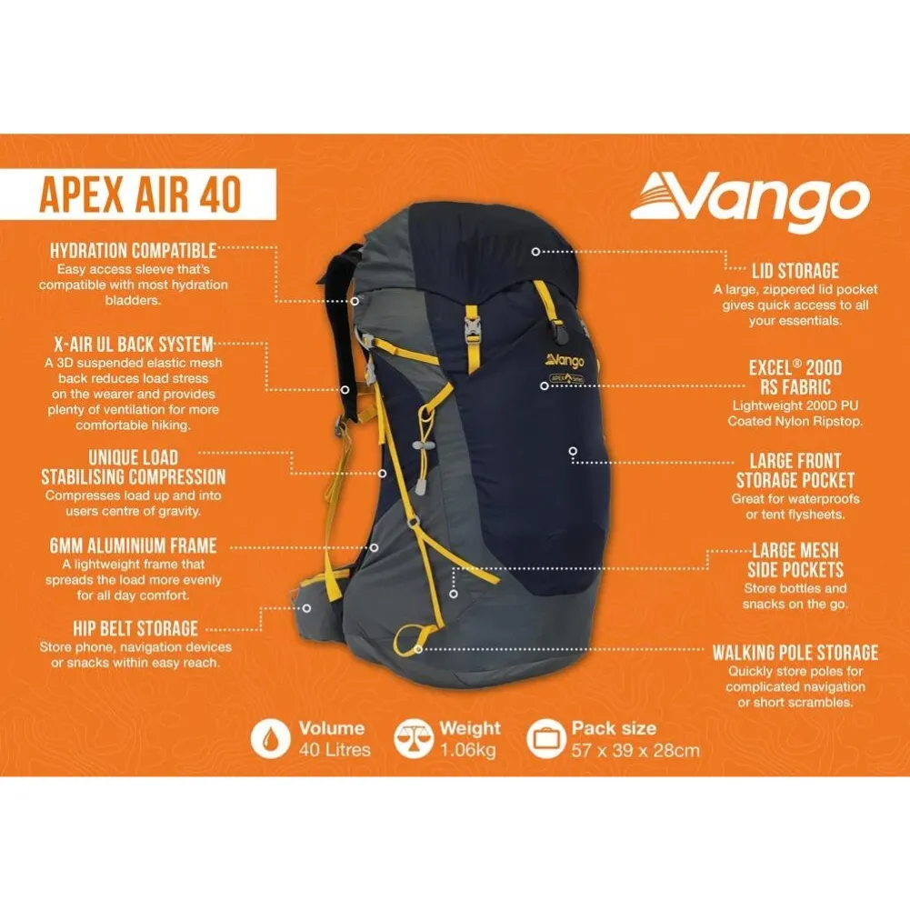 Vango Apex Air 40 Rucksack (Moonlit Ocean)