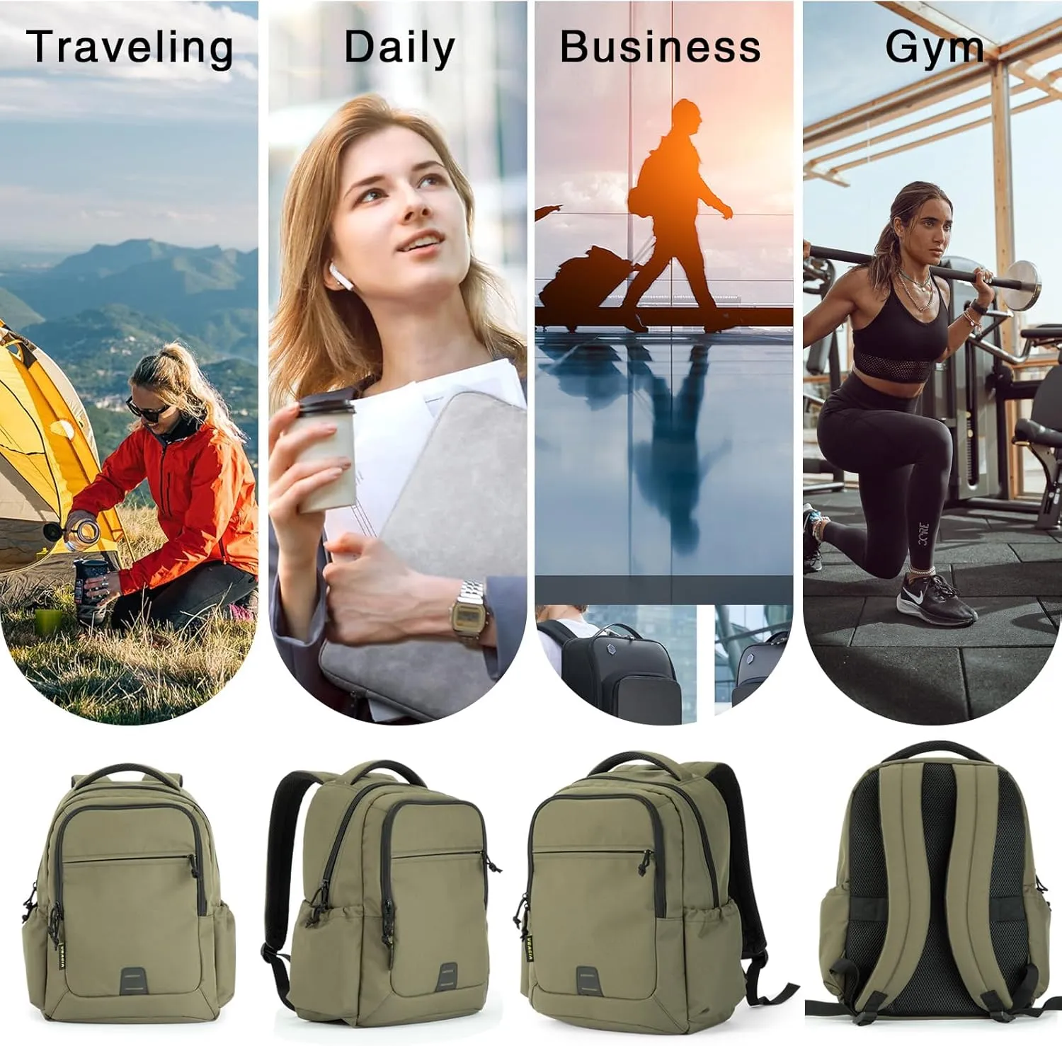 VEAGIA Tactical Travel Laptop Backpacks Large Heavy Duty Work Backpack For Men women Airline Approved (New ArmyGreen)