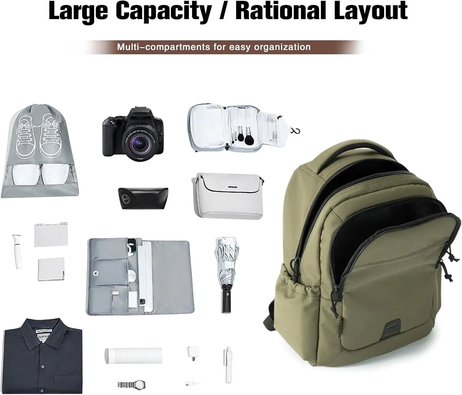 VEAGIA Tactical Travel Laptop Backpacks Large Heavy Duty Work Backpack For Men women Airline Approved (New ArmyGreen)