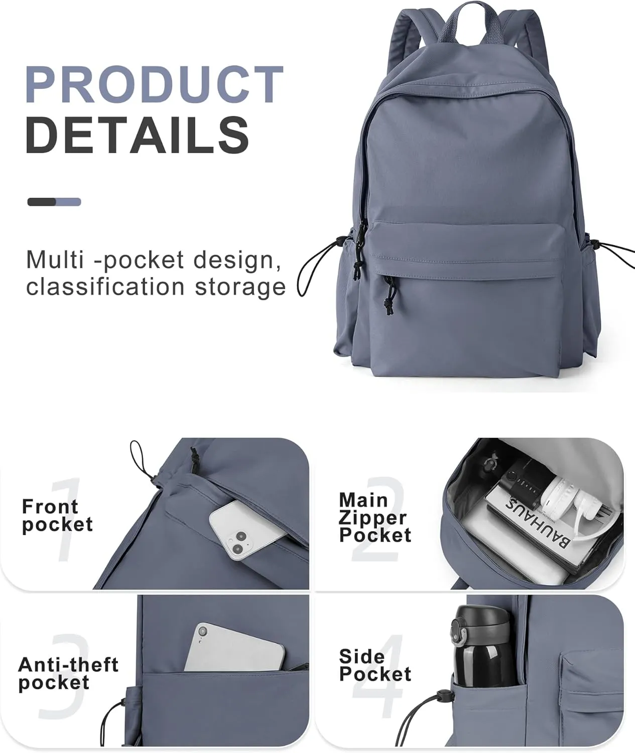 VECAVE School Backpack BluePurple Waterproof Bookbag Casual Lightweight Travel Rucksack Daypack Backpacks for Men Women College High School Bags backpack for Boys Girls Teens