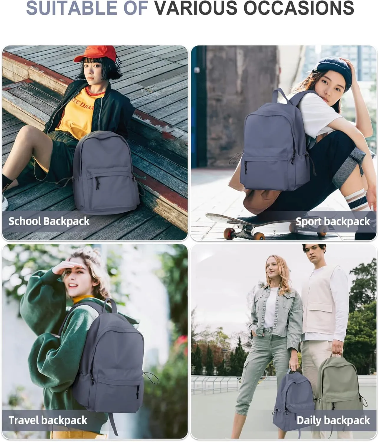 VECAVE School Backpack BluePurple Waterproof Bookbag Casual Lightweight Travel Rucksack Daypack Backpacks for Men Women College High School Bags backpack for Boys Girls Teens