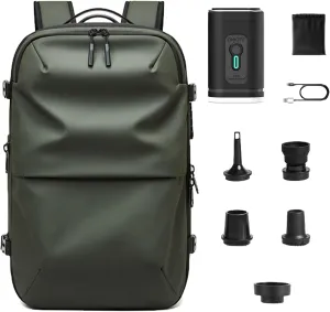 Veloussette Prestige Space Bag, Veloussette Backpack with with Pump, Water Resistant for Business, Travel (Army Green)