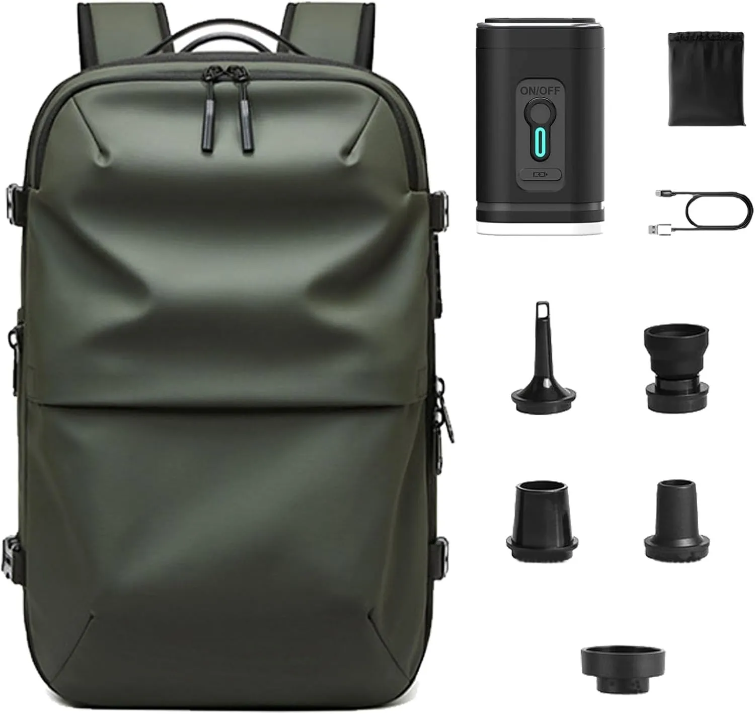 Veloussette Prestige Space Bag, Veloussette Backpack with with Pump, Water Resistant for Business, Travel (Army Green)