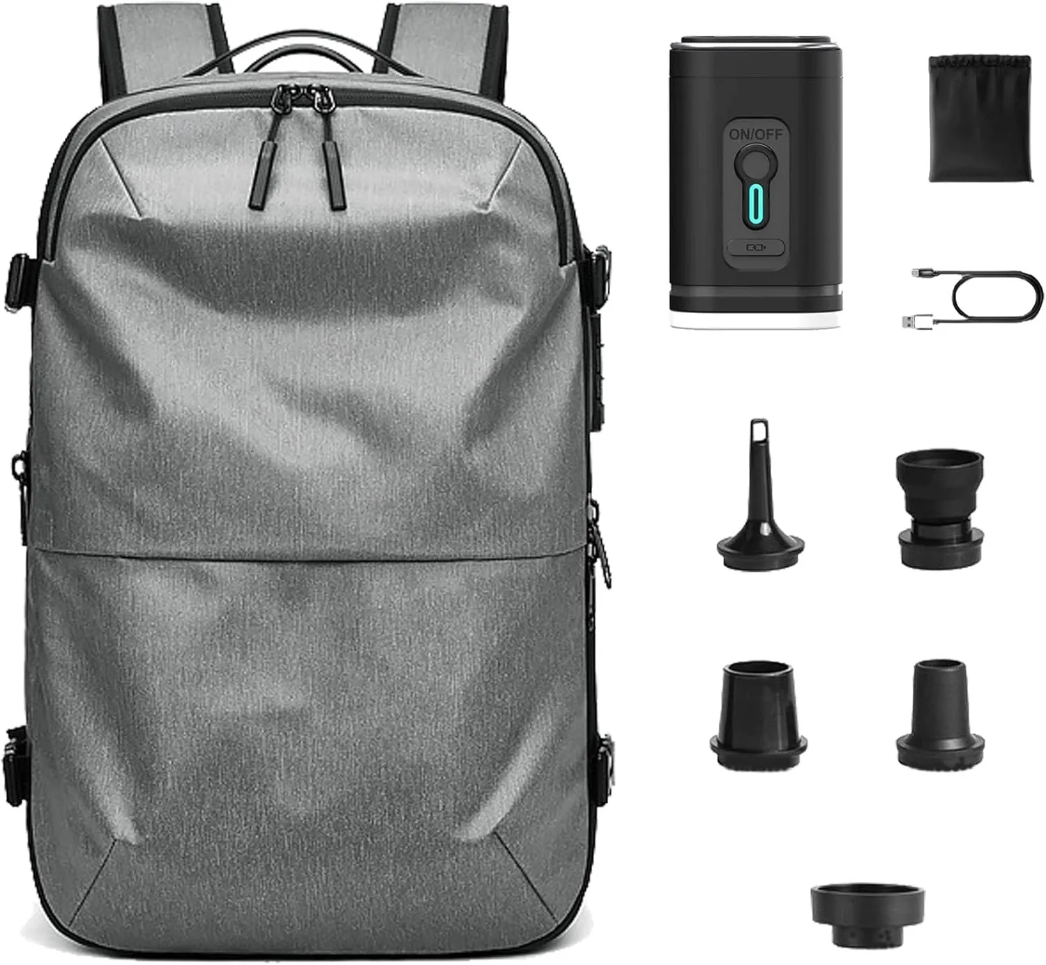 Veloussette Prestige Space Bag, Veloussette Backpack with with Pump, Water Resistant for Business, Travel (Light Gray)