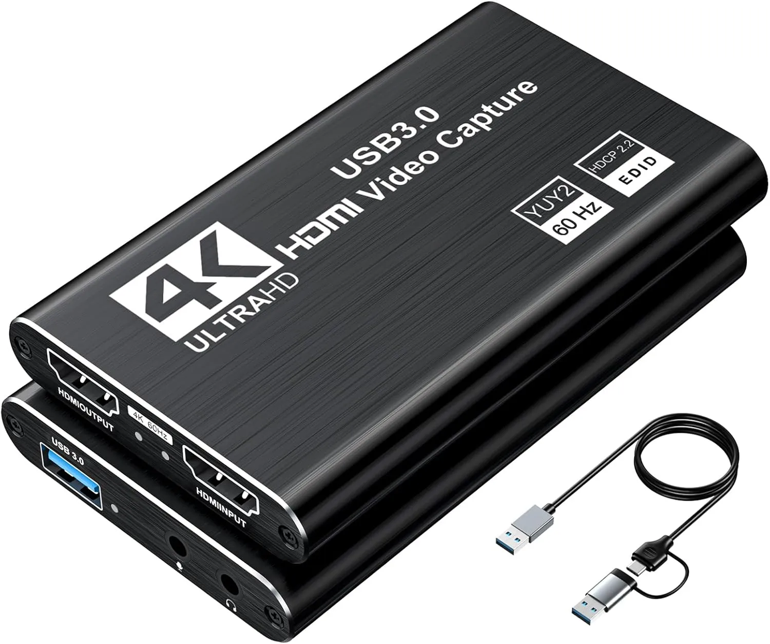 Video Capture Card, Audio Video Capture Card, USB 3.0 Capture Card 4K HDMI Loop-Out, 1080P 60FPS/2K 30FPS Video Game Capture for Streaming Works for PS5/Switch/Camera/PC/OBS(Black)