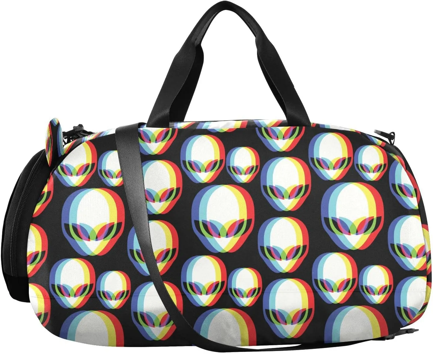 VIGTRO 3d Alien Pattern Kids Overnight Travel Duffel Bag Sport Gym Bag for Boys Girls with Shoe Compartment, Carry On Weekender Luggage Bag for Dance Swim Yoga