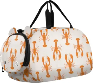 VIGTRO Abstract Lobster Pattern Kids Overnight Travel Duffel Bag Sport Gym Bag for Boys Girls with Shoe Compartment, Carry On Weekender Luggage Bag for Dance Swim Yoga