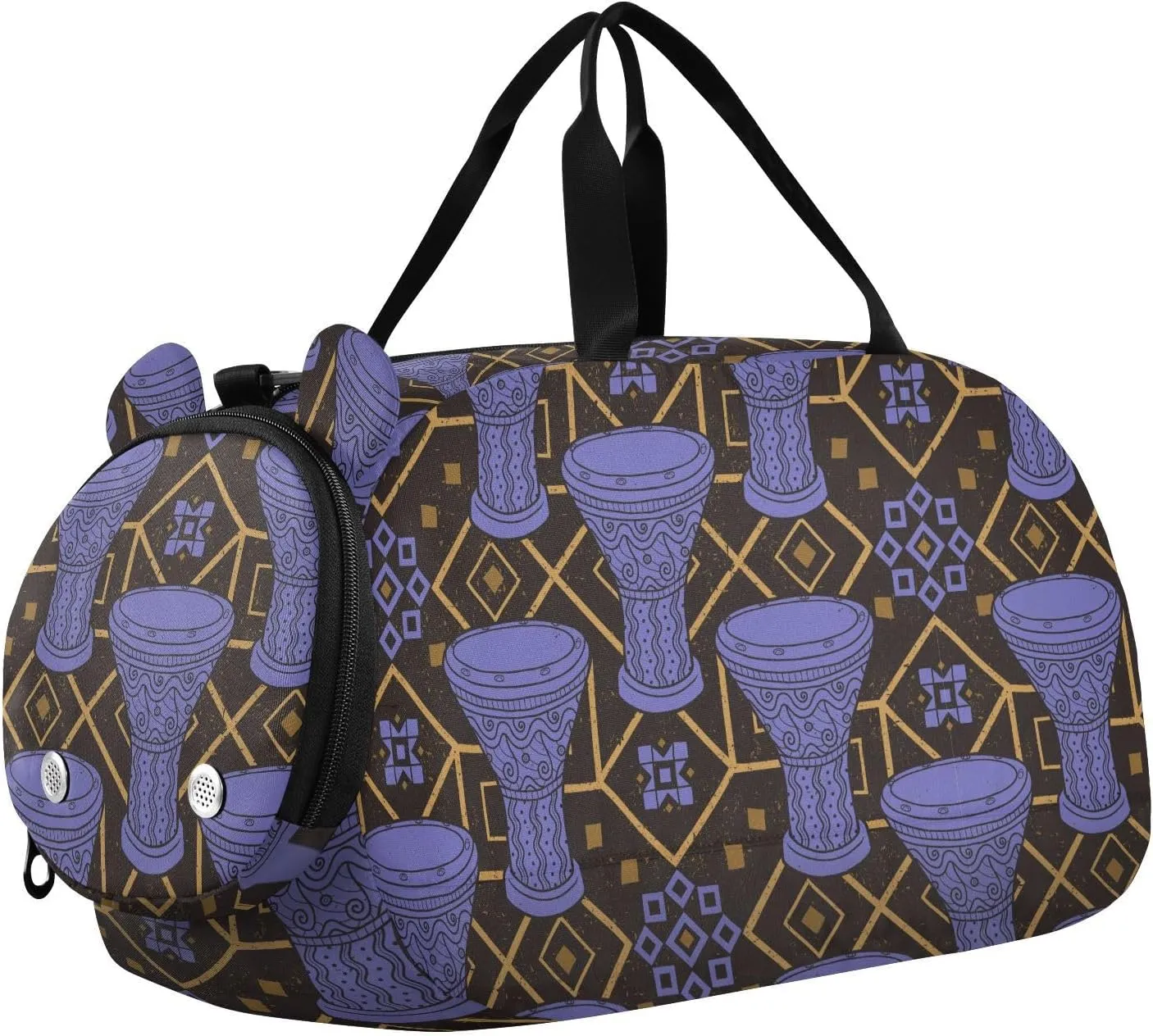 VIGTRO Africa Drum Musical Instruments Kids Overnight Travel Duffel Bag Sport Gym Bag for Boys Girls with Shoe Compartment, Carry On Weekender Luggage Bag for Dance Swim Yoga