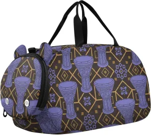 VIGTRO Africa Drum Musical Instruments Kids Overnight Travel Duffel Bag Sport Gym Bag for Boys Girls with Shoe Compartment, Carry On Weekender Luggage Bag for Dance Swim Yoga