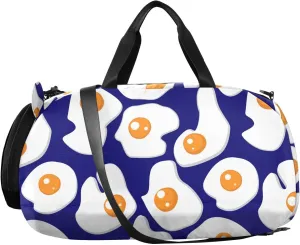 VIGTRO Art Eggs Blue Background Kids Overnight Travel Duffel Bag Sport Gym Bag for Boys Girls with Shoe Compartment, Carry On Weekender Luggage Bag for Dance Swim Yoga