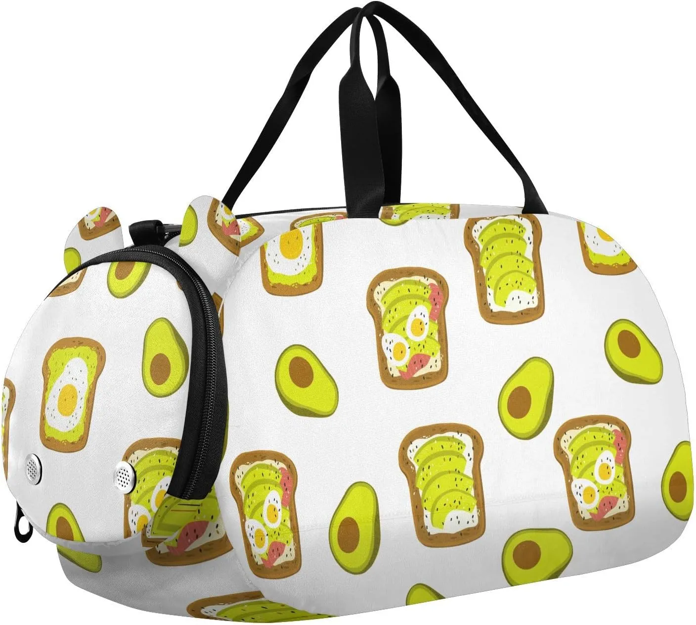 VIGTRO Avocado Toast Eggs Bacon Kids Overnight Travel Duffel Bag Sport Gym Bag for Boys Girls with Shoe Compartment, Carry On Weekender Luggage Bag for Dance Swim Yoga