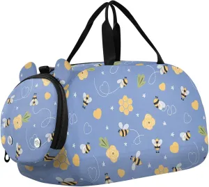 VIGTRO Bee Cute Honey Flowers Kids Overnight Travel Duffel Bag Sport Gym Bag for Boys Girls with Shoe Compartment, Carry On Weekender Luggage Bag for Dance Swim Yoga