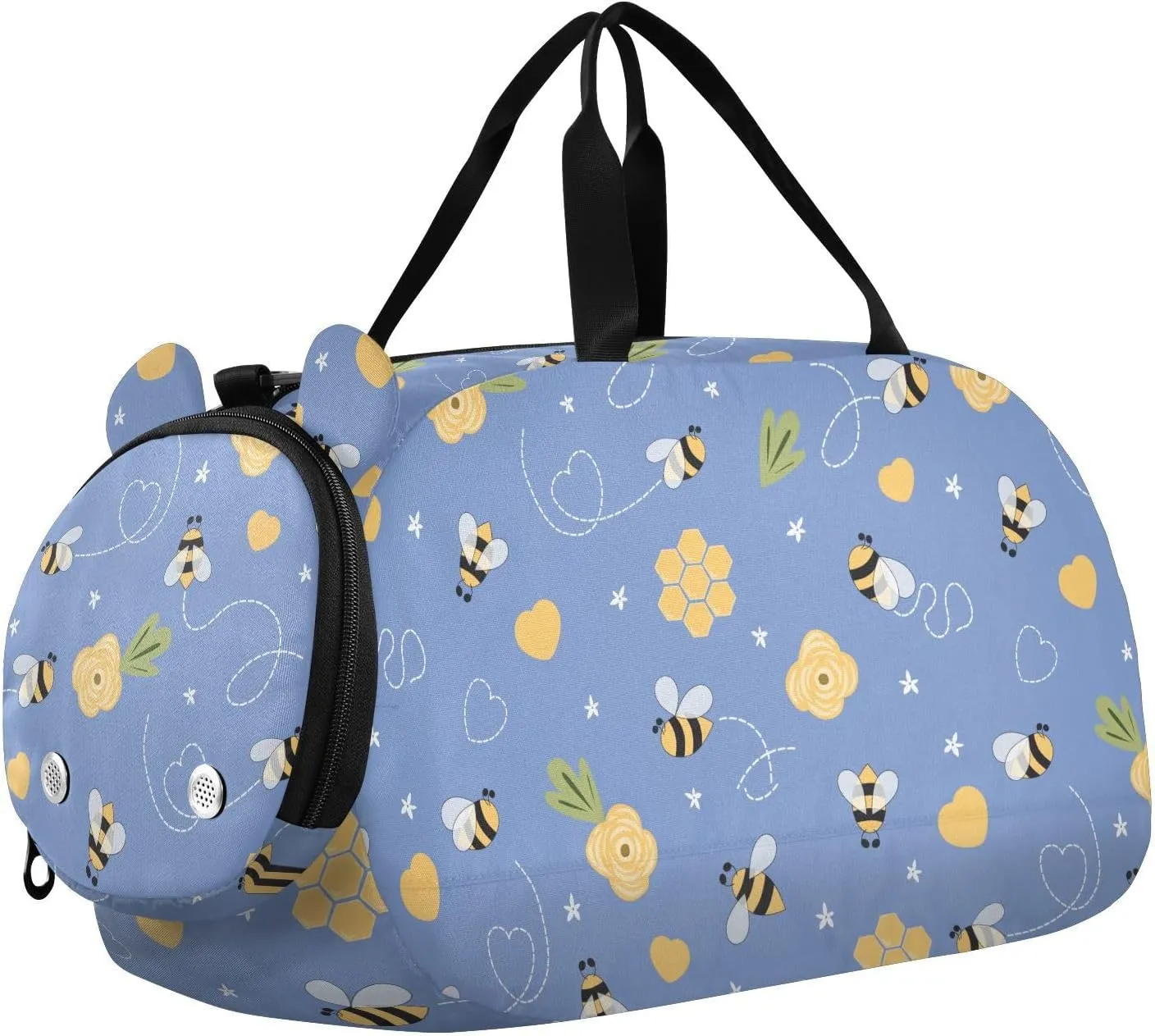 VIGTRO Bee Cute Honey Flowers Kids Overnight Travel Duffel Bag Sport Gym Bag for Boys Girls with Shoe Compartment, Carry On Weekender Luggage Bag for Dance Swim Yoga