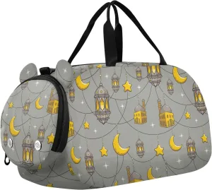 VIGTRO Bright Moon Star Kids Overnight Travel Duffel Bag Sport Gym Bag for Boys Girls with Shoe Compartment, Carry On Weekender Luggage Bag for Dance Swim Yoga