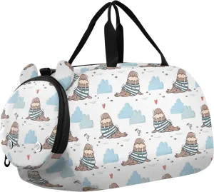 VIGTRO Bright Walrus Seagull Kids Overnight Travel Duffel Bag Sport Gym Bag for Boys Girls with Shoe Compartment, Carry On Weekender Luggage Bag for Dance Swim Yoga