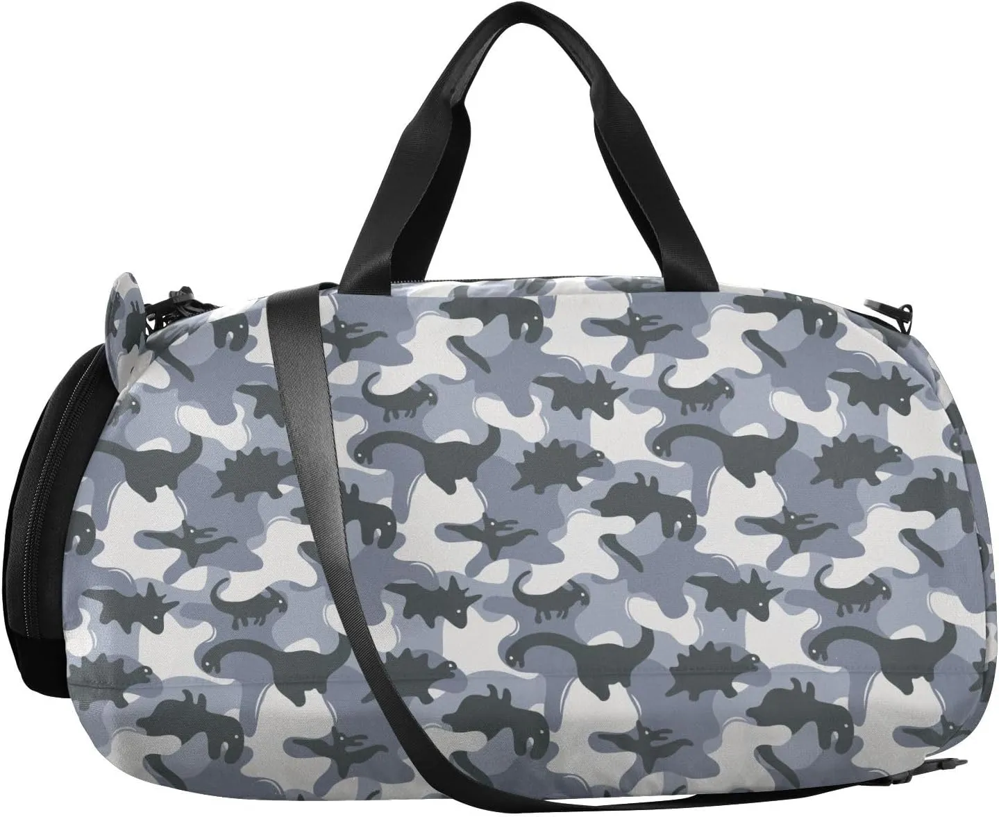 VIGTRO Camouflage Dinosaur Pattern Kids Overnight Travel Duffel Bag Sport Gym Bag for Boys Girls with Shoe Compartment, Carry On Weekender Luggage Bag for Dance Swim Yoga