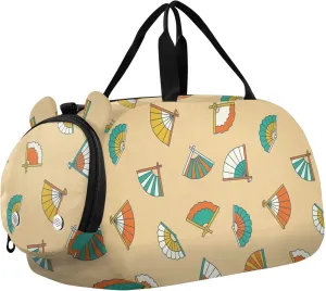 VIGTRO Cartoon Colored Hand Fan Kids Overnight Travel Duffel Bag Sport Gym Bag for Boys Girls with Shoe Compartment, Carry On Weekender Luggage Bag for Dance Swim Yoga