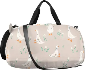 VIGTRO Cartoon Goose Kids Overnight Travel Duffel Bag Sport Gym Bag for Boys Girls with Shoe Compartment, Carry On Weekender Luggage Bag for Dance Swim Yoga