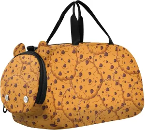 VIGTRO Chocolate Chip Cookies Pattern Kids Overnight Travel Duffel Bag Sport Gym Bag for Boys Girls with Shoe Compartment, Carry On Weekender Luggage Bag for Dance Swim Yoga