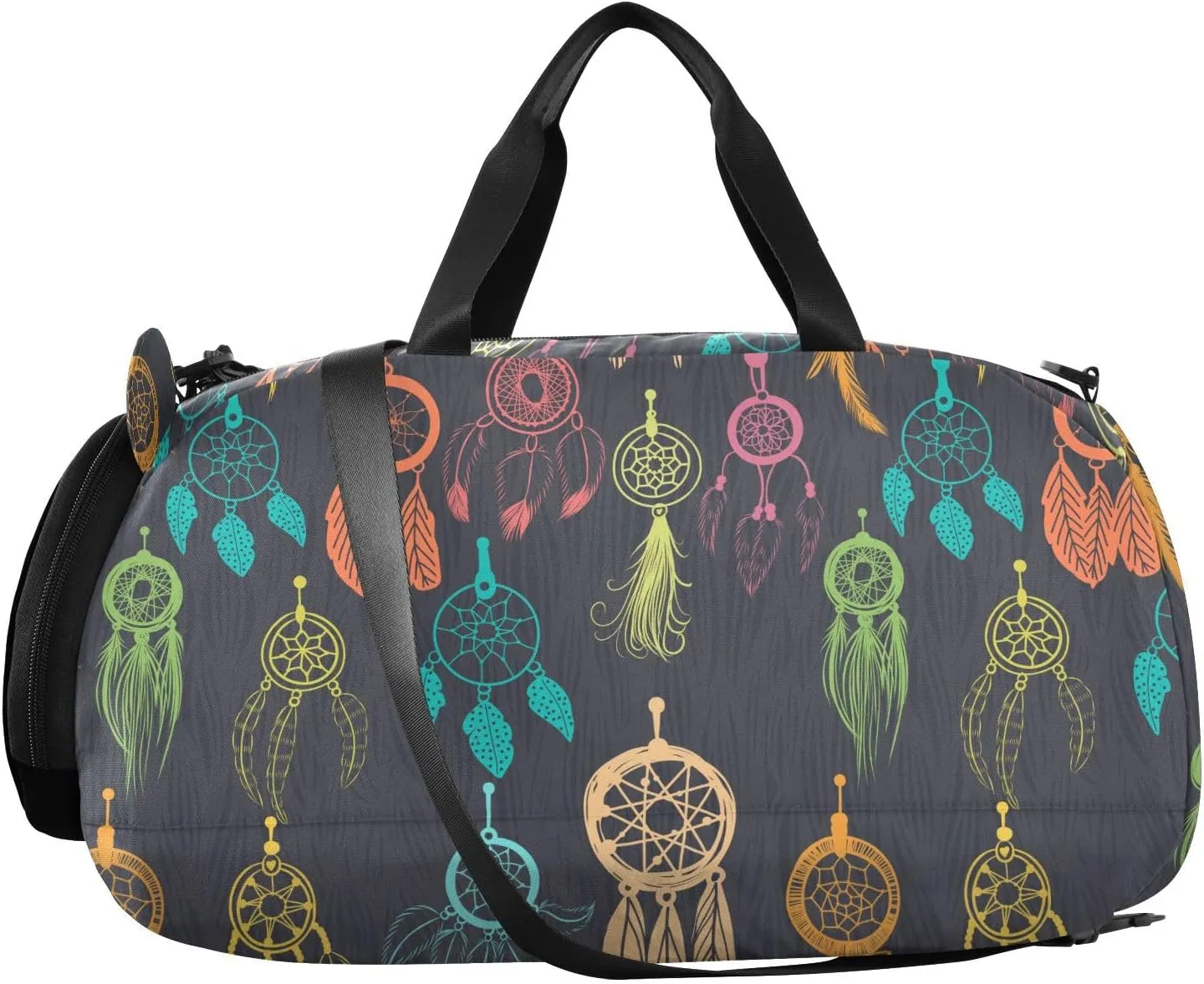VIGTRO Colorful Dream Catchers Pattern Kids Overnight Travel Duffel Bag Sport Gym Bag for Boys Girls with Shoe Compartment, Carry On Weekender Luggage Bag for Dance Swim Yoga