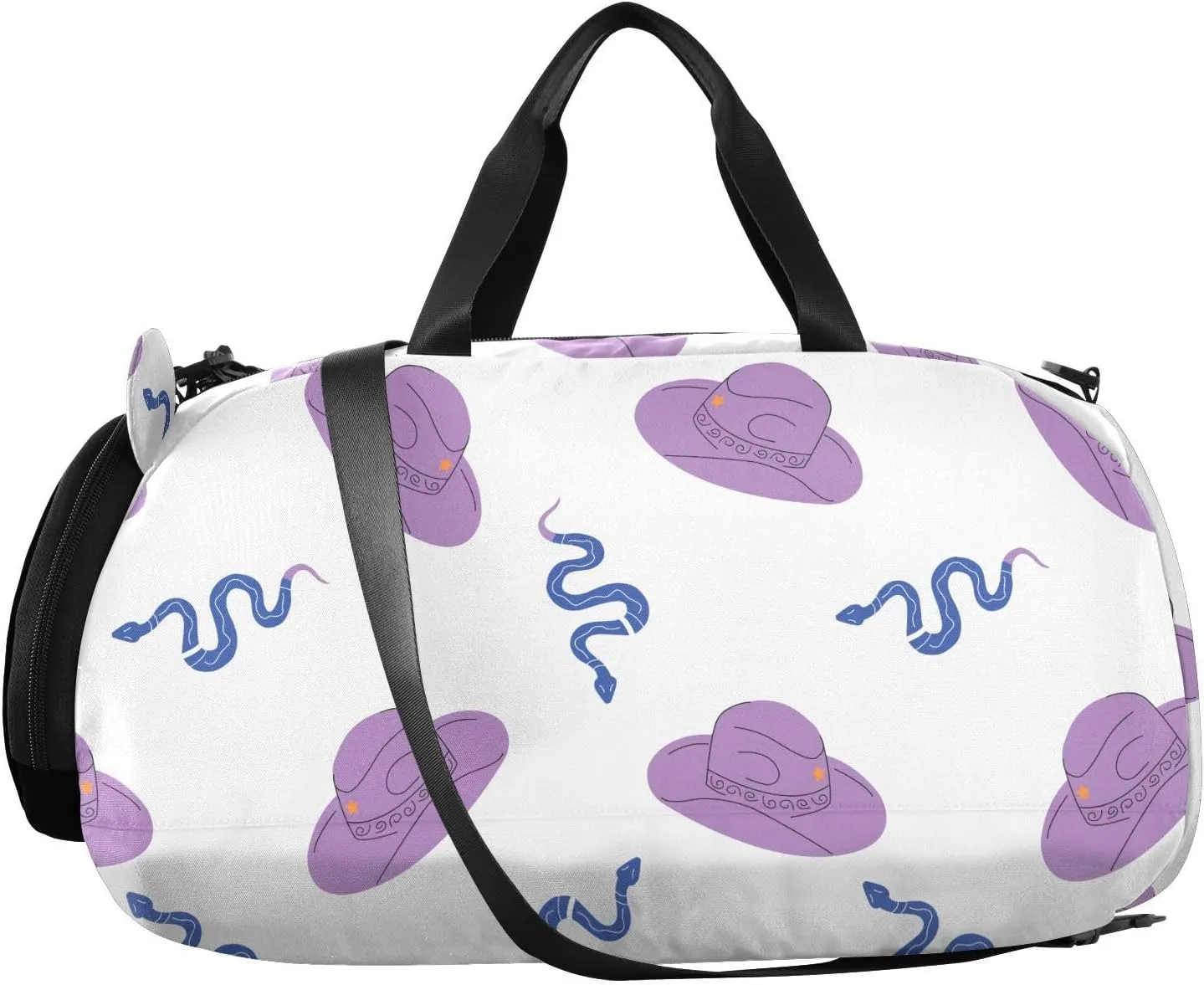 VIGTRO Cowgirl Horse Ranch Snake Kids Overnight Travel Duffel Bag Sport Gym Bag for Boys Girls with Shoe Compartment, Carry On Weekender Luggage Bag for Dance Swim Yoga