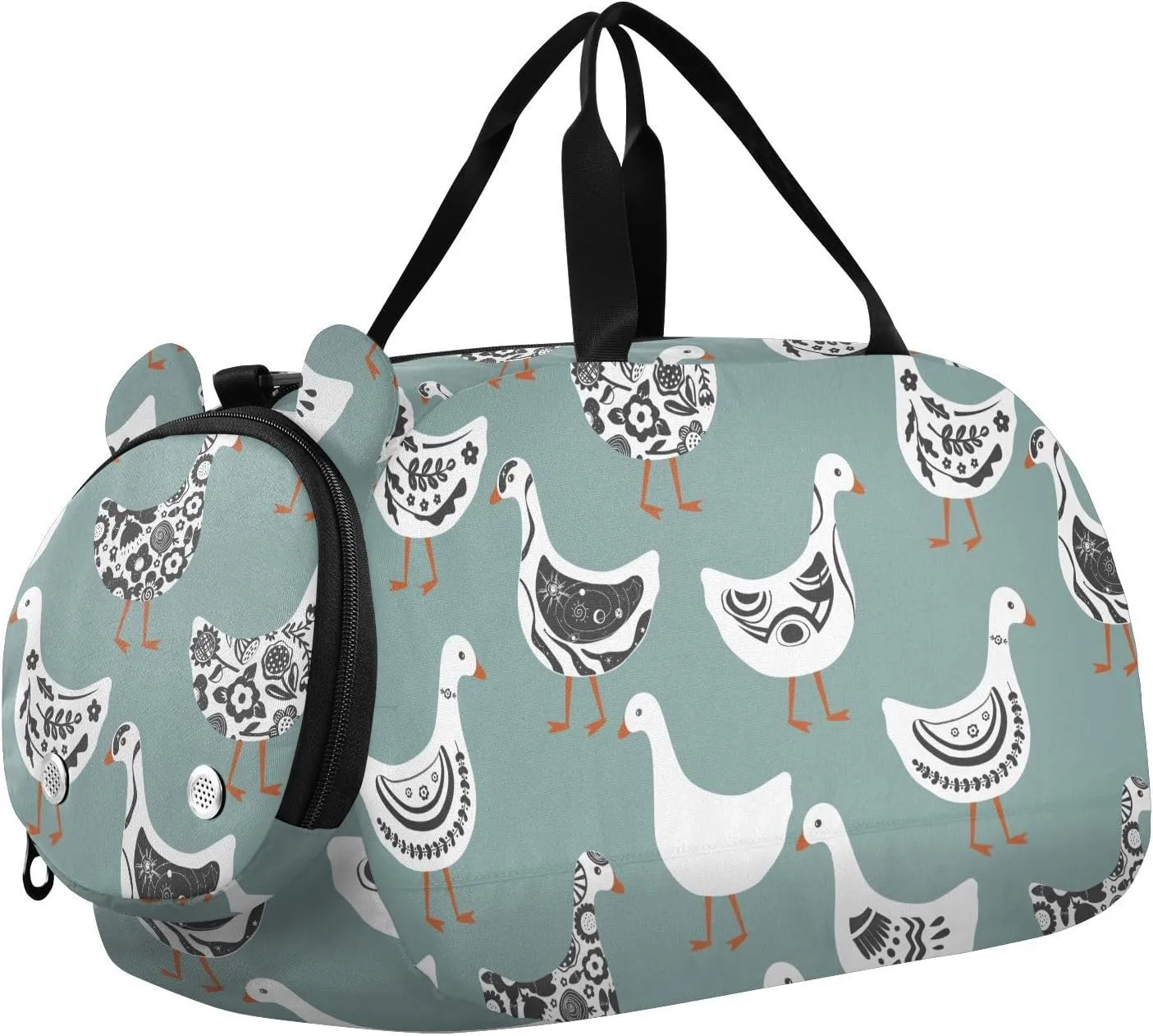 VIGTRO Cute Abstract Cartoon Goose Kids Overnight Travel Duffel Bag Sport Gym Bag for Boys Girls with Shoe Compartment, Carry On Weekender Luggage Bag for Dance Swim Yoga
